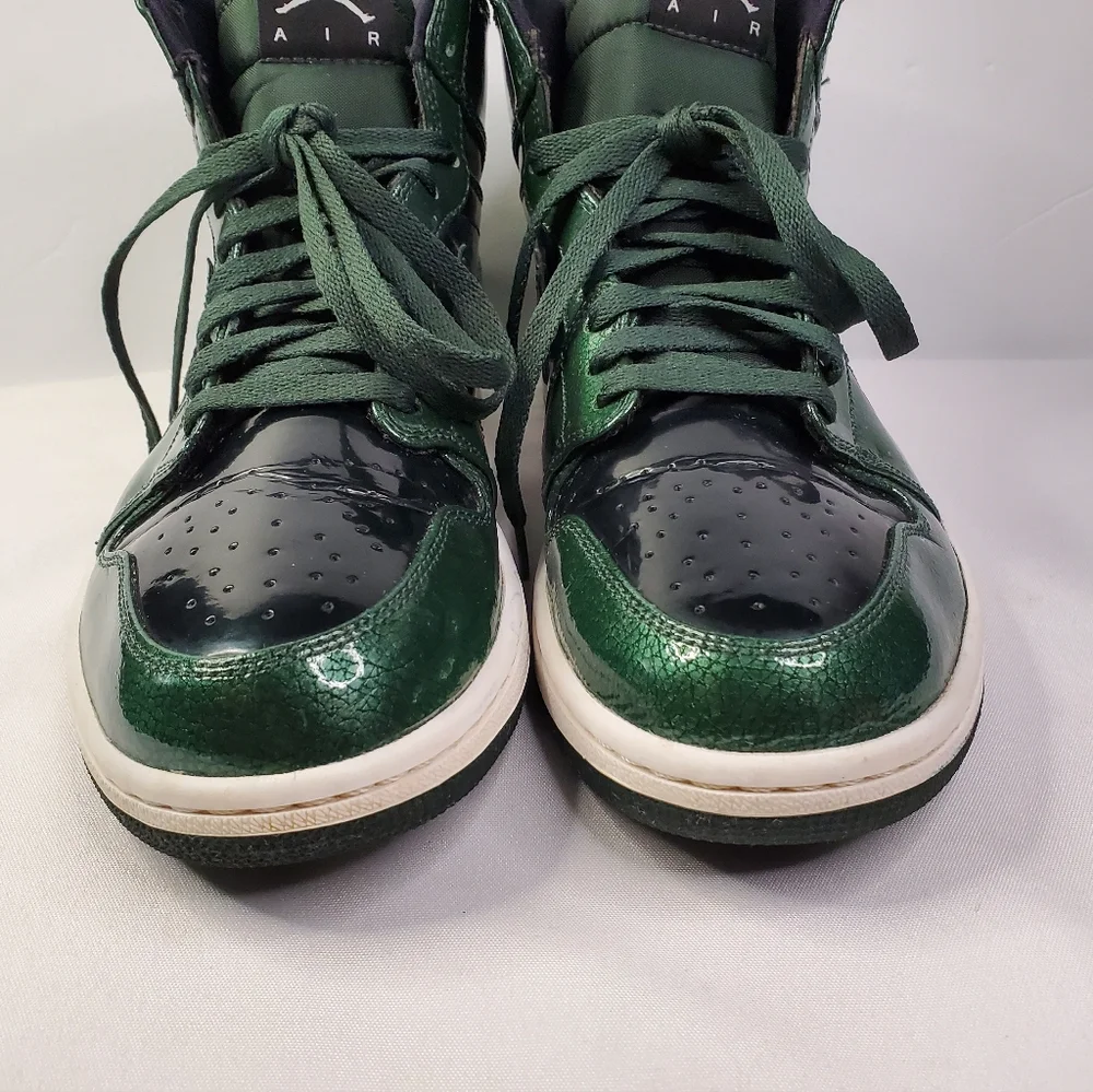 Size 10 Nike Air Jordan 1 Retro High Anti Gravity Grove Green Patent 332550-300 - Picture 4 of 16